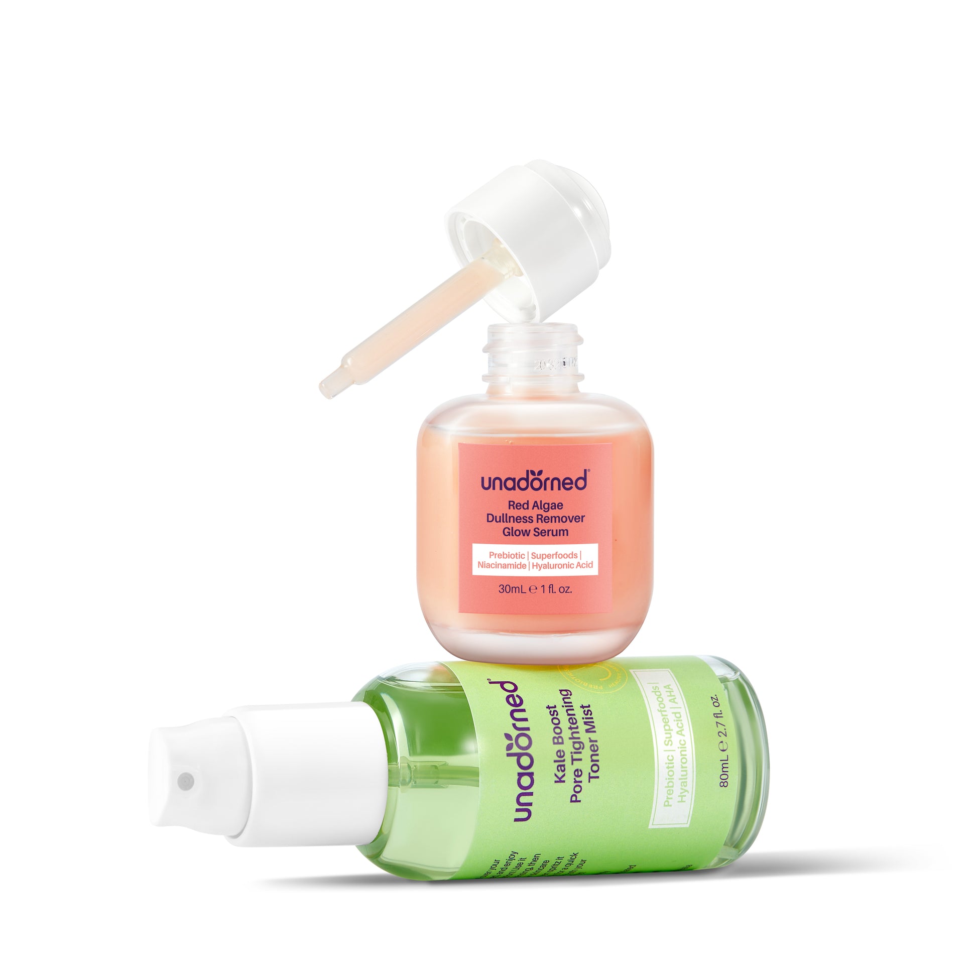 Tone, tighten, and glow. Kale extract refines pores while red algae brightens – a prebiotic-powered daily skincare essential.